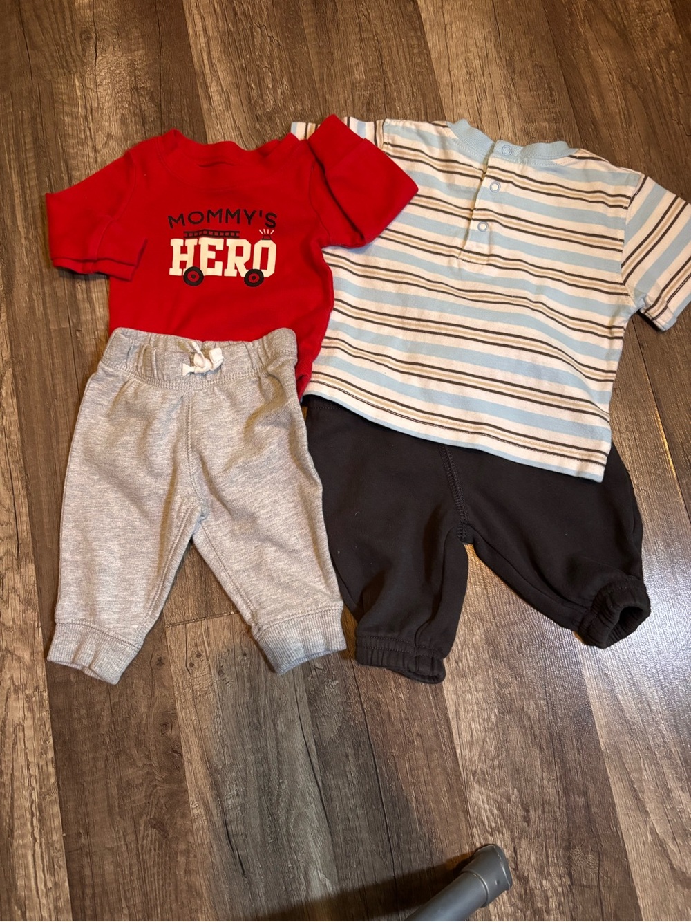 Dark Grey Pants White Blue Brown Stripe Shirt, Ted Shirt Grey Pants 011- Bundle
